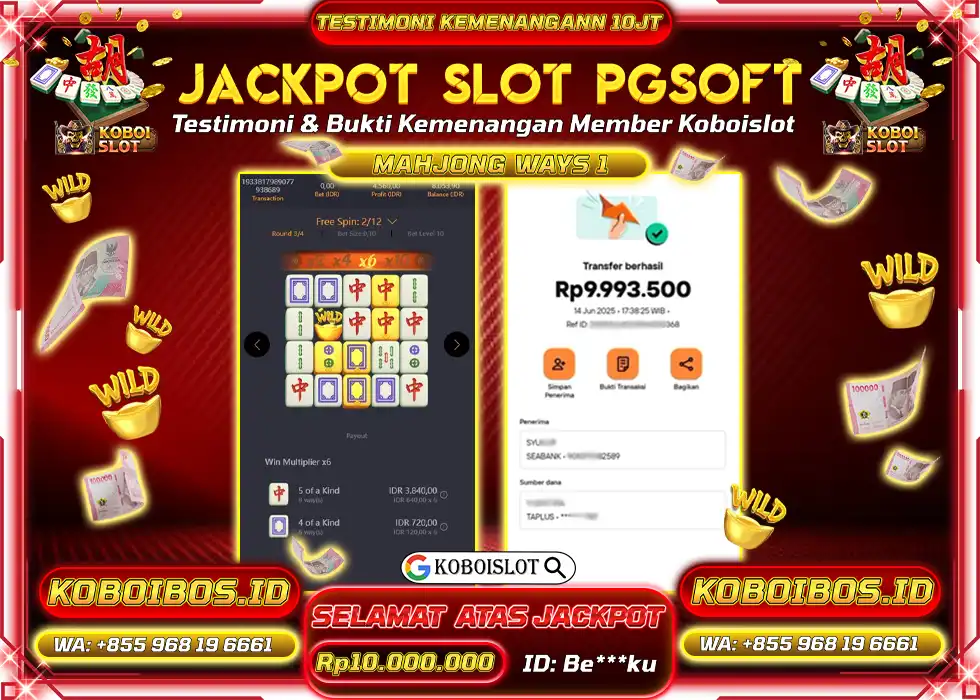 BUKTI KEMENANGAN SLOT GACOR MAHJONG WAYS 1 Be*** Rp10.000.000,- LUNAS