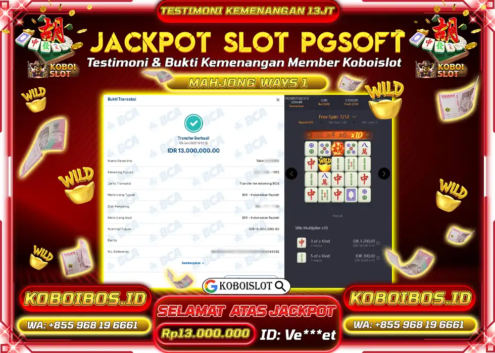 BUKTI KEMENANGAN SLOT GACOR MAHJONG WAYS 1 Ve*** Rp13.000.000,- LUNAS