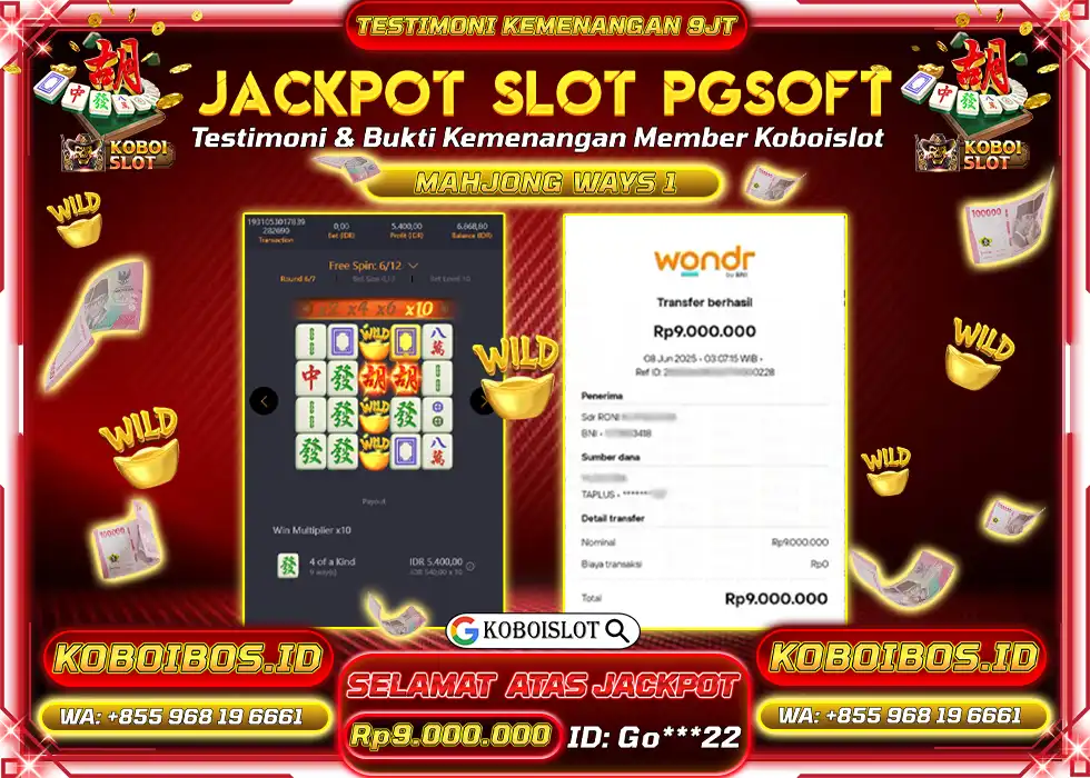 BUKTI KEMENANGAN SLOT GACOR MAHJONG WAYS 1 Go*** Rp9.000.000,- LUNAS