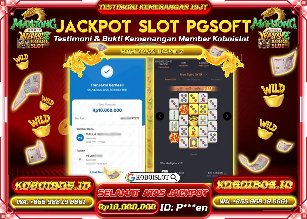 BUKTI KEMENANGAN P*** SLOT GACOR MAHJONG WAYS 2 Rp10.000.000,- LUNAS