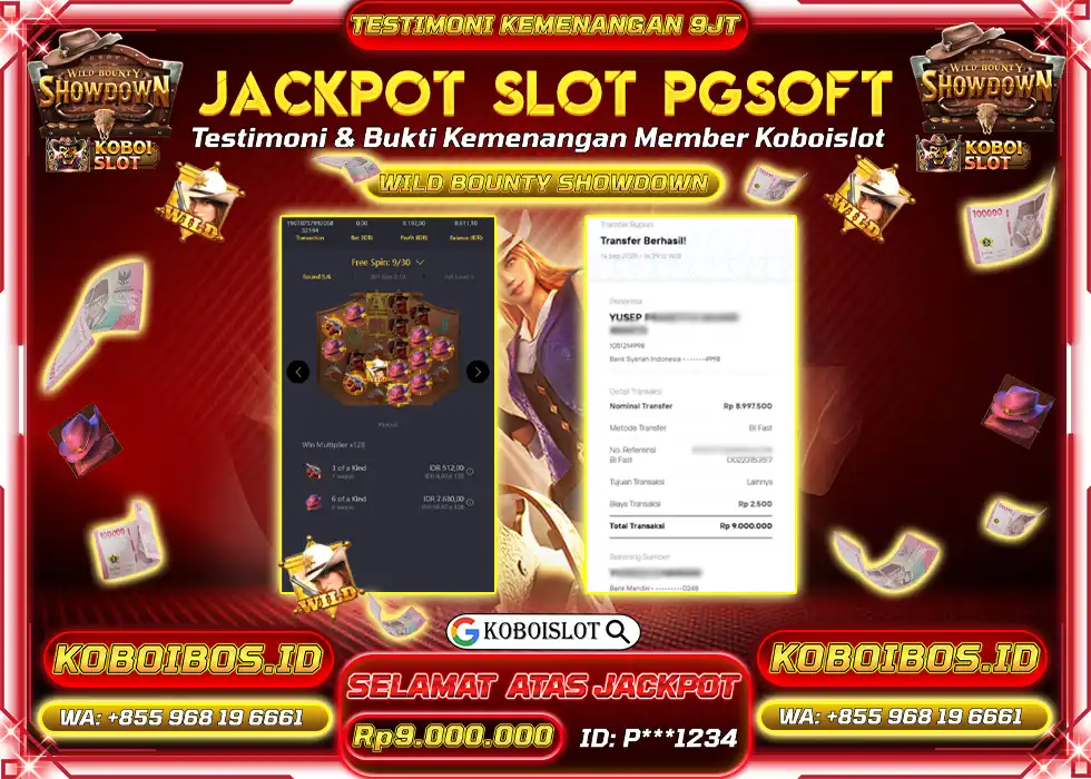 BUKTI KEMENANGAN P*** SLOT GACOR WILD BOUNTY SHOWDOWN Rp9.000.000,- LUNAS