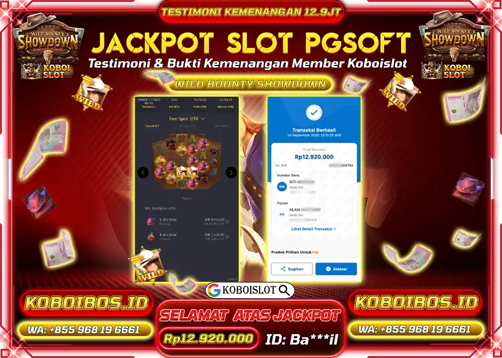 BUKTI KEMENANGAN SLOT GACOR WILD BOUNTY SHOWDOWN R12.920.000,- LUNAS