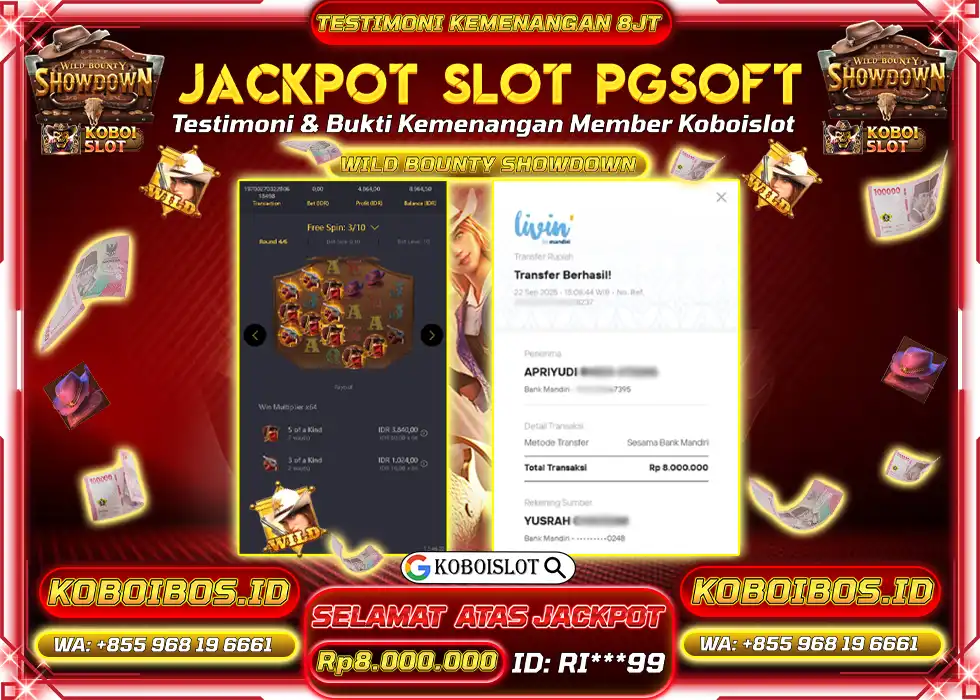 BUKTI KEMENANGAN Ri*** SLOT GACOR WILD BOUNTY SHOWDOWN Rp8.000.000,- LUNAS
